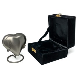 Momentful Life Pewter Heart Keepsake Cremation Urn in Velvet Box