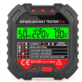 ThreeH Socket Tester Phase Detector with Real Time Voltage Measurement Leakage Detection RCD Test Backlight Warning for Household Wiring Test Leakage Protection Test