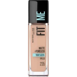 MAYBELLINE Base Maquillaje Fit Me Matte Rich Tan + Poreless 30ml, matifica y controla el brillo, tiene FPS 22