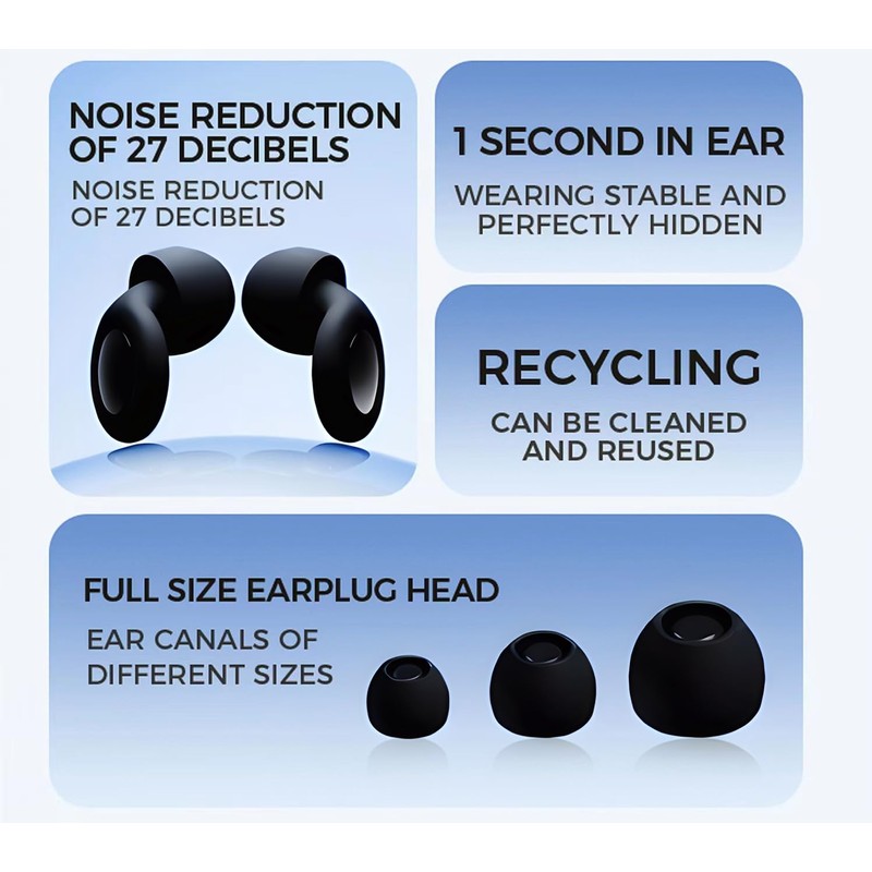 HI-LUXE Ear Plugs for Sleeping Noise Cancelling -30db Reduction Hearing