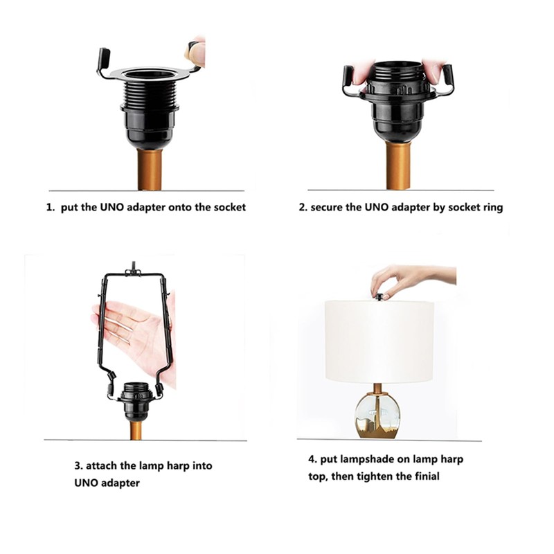UNO Style Lamp Harp Saddle, E26 and E27 Phenolic Socket