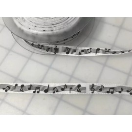 Unbranded Music Notes Grosgrain Ribbon Trim 3/8" Made in France 100% Polyester