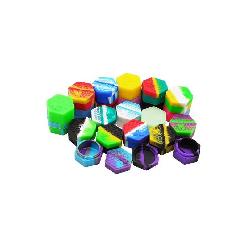 KUVIS 26ml Hexagon Silicone Wax Containers Concentrate Non-stick Jars (15)