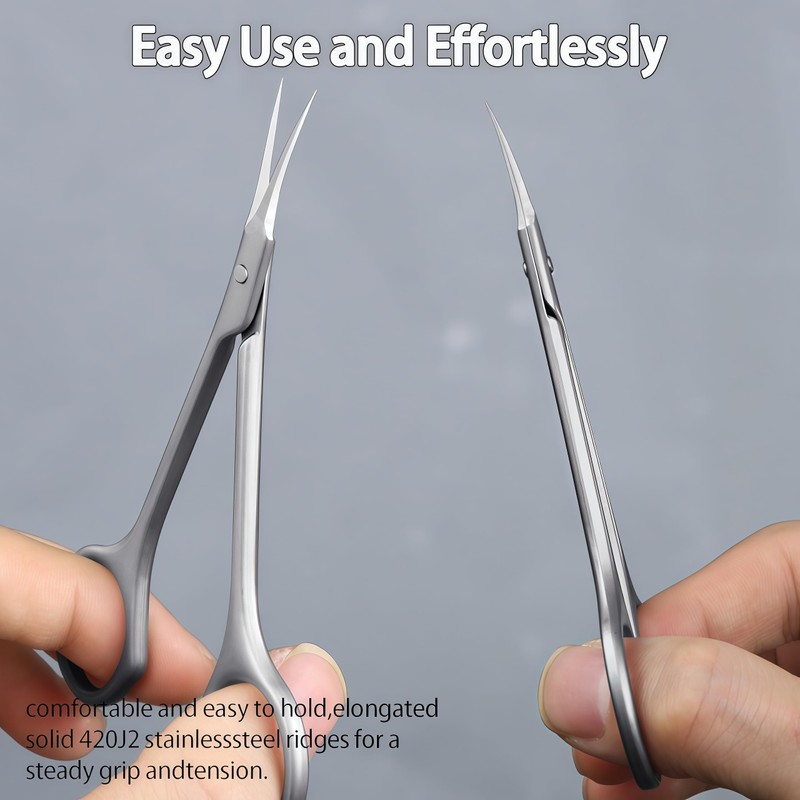 XGIZMOO Cuticle Scissors Extra Fine Curved Blade,Precise Stainless Steel Long