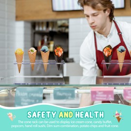 FillTouch 2 Pcs Ice Cream Cone Holder Waffle Cone Holder with 4 Holes 10.6 x 3.7 x 3.5 Inches Cupcake Sugar Stand Rack Display Cotton Candy for Party Buffets DIY