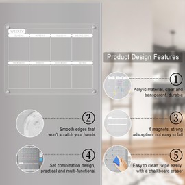 FAZHENWJ Acrylic Magnetic Dry Erase Calendar Board for Fridge, 17"x12" - Erasable Monthly and Weekly Planner with to-Do List, Includes 6 Markers and Eraser