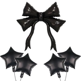 47 Inch Large Size Black Bow Helium Foil Balloons Giant Coquette Gothic Bow Knot Balloons Girl Bow Goth Themed Party Decor for Bachelorette Wedding Bridal Shower Birthday Party Decorations for Girls