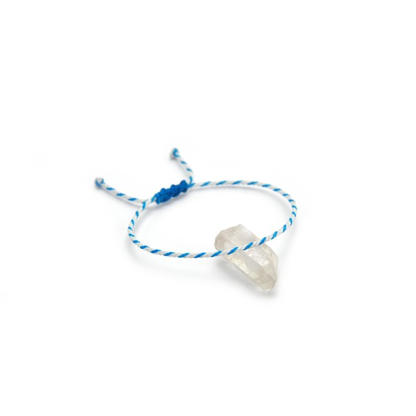 Papacho Creations White and Azure Blue Braided Bracelet with Waxed