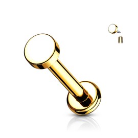 Stachelkleid Titanium Labret Circle Flat Internal Thread Flat Disc Lip Ear Piercing Plug, Titanium