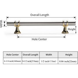 Haliwu 10 Pack Brushed Nickel Cabinet Pulls, Cabinet Handles Brushed Nickel, Barrel Cabinet Handles Gold Kitchen Hardware Pulls, 6-1/4 inch Hole to Hole Center