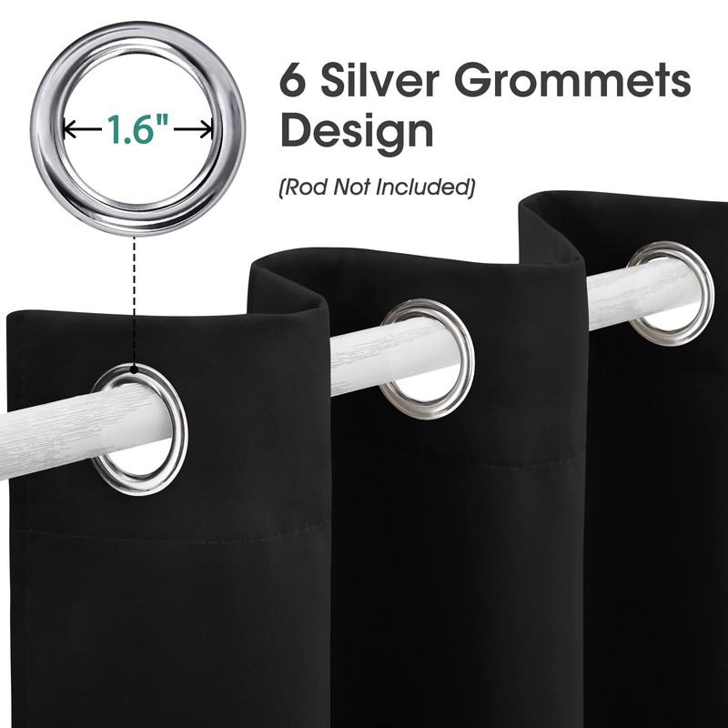 HOMEIDEAS Black Doorway Curtains Privacy, Grommet Closet Curtain for Bedroom,