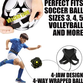 Tuxiaobu Soccer Kick Throw Trainer, Soccer Training Equipment for Kids Adults, Adjustable Football Volleyball Rugby Control Skills Juggling Kicking Practice Training Belt, Fits Ball Size 3, 4, 5