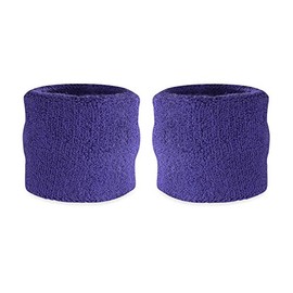 Suddora Kids Wrist Sweatband Also Available in Neon Colors - Athletic Cotton Terry Cloth Wristband for Sports (Pair) (Purple)