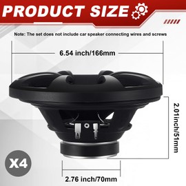 Datanly 2 Pairs 2-Way Coaxial Car Audio Speakers Full Range 6.5" Round Speakers with Powerful Sound and Easy Installation 100w Max Enhanced Bass Response Black Car Speakers