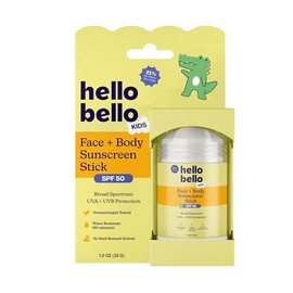 Hello Bello Mineral SPF 50 Face & Body Sunscreen Stick, Water Resistant and Reef Friendly Roll On Sun Protection, 1oz