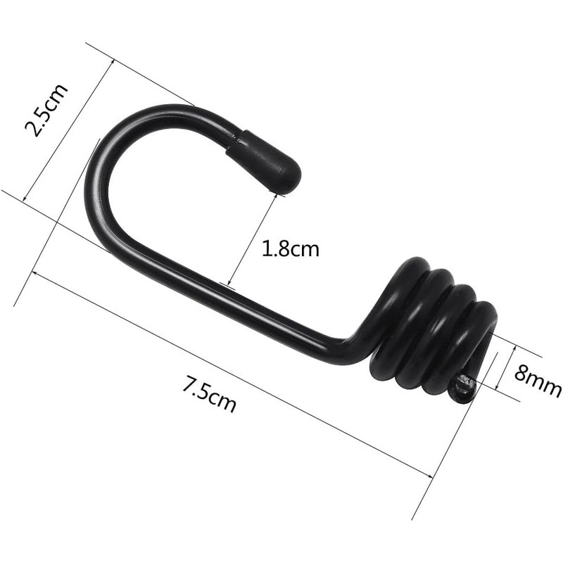 Hysagtek 10 X 8mm Plastic-Coated Bungee Shock Cord Hook Spiral