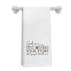 FGFK Christian Decor Kitchen Towels, God is Still Your Story Inspirational Bible Verse Hand Towels for Bathroom, Religious Gifts Dish Towels Tea Towels for Kitchen, Faith Based Gifts, 16x24 Inch