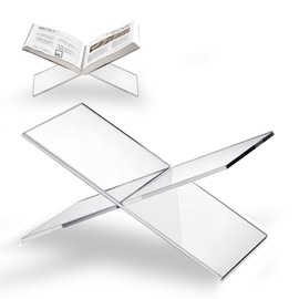 SK Acrylic Book Stand Large - 6 x 12 x 6” - Acrylic Book Holder for Coffee Table Books – Cookbook Holder - Recipe Book Stand – Acrylic Cookbook Stand for Kitchen – Sturdy Book Holder Stand