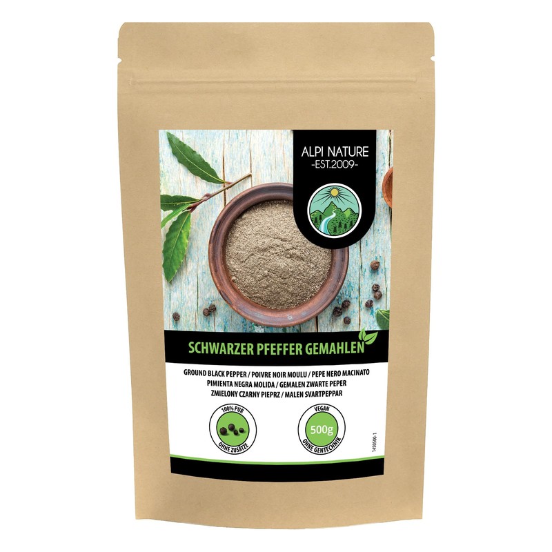 Black pepper ground (500g, 1.1lb), black pepper ground 100% natural,