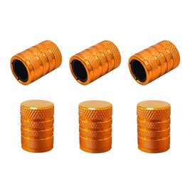 JUSTTOP 6 PCS Car Tire Valve Stem Caps, Anodized Aluminum Corrosion Resistant Wheel Stem Valve Dust Caps, Tyre Stem Air Caps Covers for Cars Motorcycles Trucks, Car Accessories (Orange)