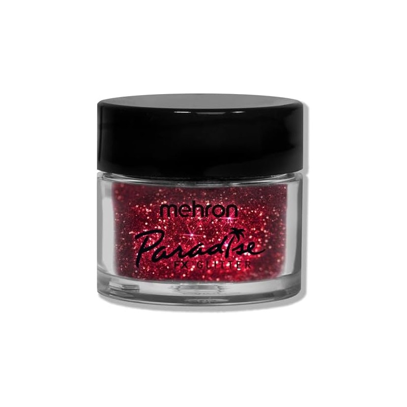Mehron Makeup Paradise AQ Glitter Face and Body Paint, RED