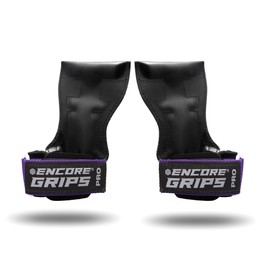 Encore Grips® Lifting Straps for Strength Training, Fitness, Bodybuilding, Weightlifting, Weight Training, with Wrist Hand Brace, Weights, Training Gloves, Grips Gym Equipment (Purple, M)