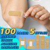 Nuanchu 100 Pieces Flexible Fabric Adhesive Bandages Assorted Bulk Fingertip