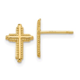 Auriga Fine Jewelry 14K Yellow Gold Yellow Polished Cross Stud Earrings