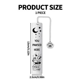 Cat Bookmark Gift for Cat Lovers, Cute Sleeping Kitten Metal Book Mark You Pawsed Here Bookmark Reading Accessories for Women Men Friends Readers Club Gift