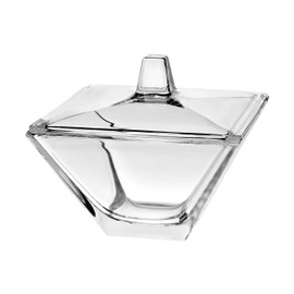 Barski - European Glass - Square - Covered - Candy - Nut - Chocolate - Jewelry - Box - 4.2" Diameter - Made in Europe
