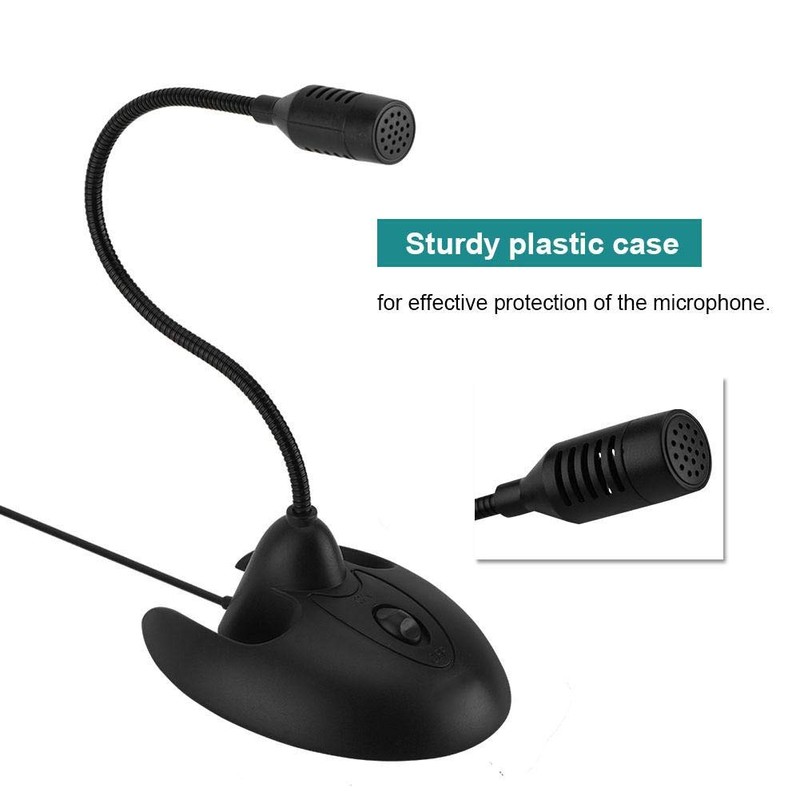 Diyeeni Flexible Dekstop Microphone, Stand Microphone 3.5 mm PC Table