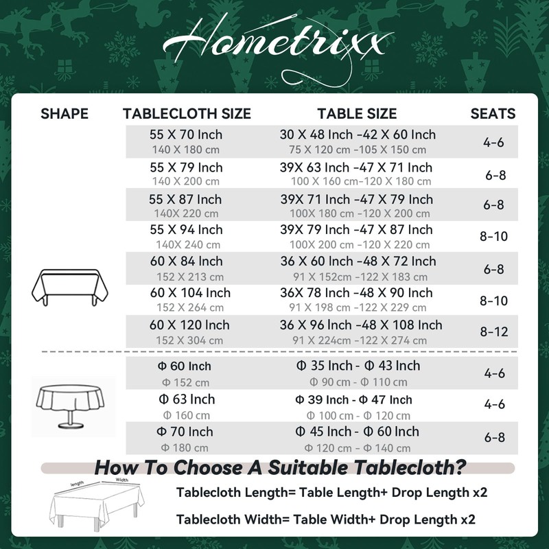 Christmas Santa Claus Deer Rectangle Table Cloth Green 60x84inch