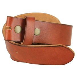 BS040 One Piece Genuine Full Grain Leather 1-1/2" wide Replacement Belt Strap with Snaps on for Women (Tan, 32)
