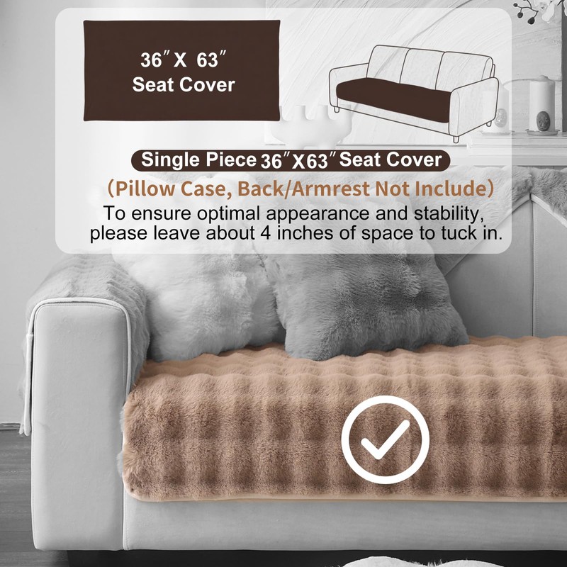Aucrovee Soft Plush Faux Fur Couch Cover, Thick Warm Fuzzy