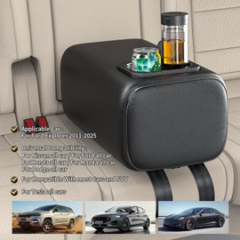TDOFYH Car Rear Seat Armrest 2 Row Console Box with Cup Holder Universal Arm Rest Backseat Armrest Console Box Second Row Rear Central Armrest Box(Black-No Pocket)