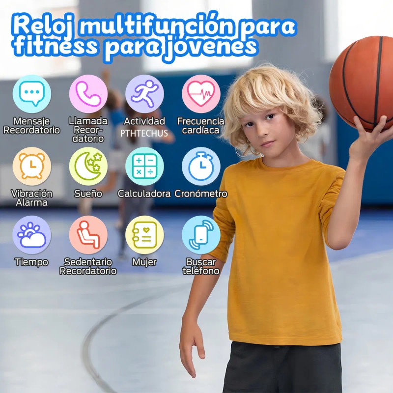Relojes Inteligentes Smartwatch Para Ninos Pthtechus 1.75 Pantalla Ip68 Con