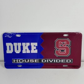 Craftique DUKE NC STATE House Divided License Plate Mirrored Acrylic Car Tag NEW