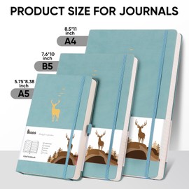 Wiisdatek College Ruled Journal Notebook- 312 Pages A4 Softcover Large Journal, 100GSM Thick Paper, Leather Journal for Women Men Work School, 8.5''×11''-Gray Blue