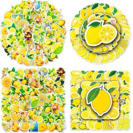 100 Pieces Lemon Stickers for Kids Teenagers Adults Water Bottle Lemon Aesthetic Stickers Laptop Scrapbook Cell Phone Guitar Helmet Waterproof Vinyl Stickers