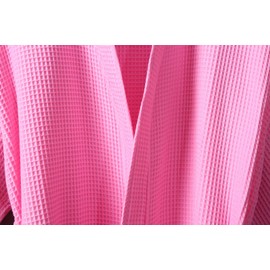 BY LORA Unisex Waffle Kimono Spa Robe – Lightweight, Breathable & Absorbent Cotton Bathrobe for Men & Women – Hotel & Spa-Quality Loungewear with Adjustable Belt & Deep Pockets - Pink - One Size