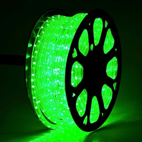 DELight Upgraded 150 FT 2 Wire LED Rope Light Cuttable Strip Lights Green 1620pcs Bulbs Home Holiday Party Disco Restaurant Cafe Decor