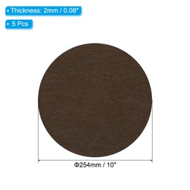 PATIKIL 10 Inch Diameter Lamp Base Felt, 5Pack 2mm Thickness Round Soft Adhesive Non-Slip Anti-Scratch Backed Felt for Lamp Furniture DIY Craft, Coffee
