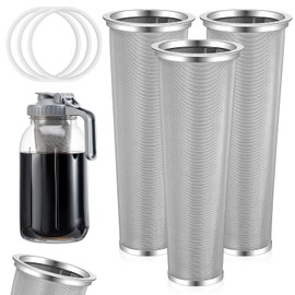3 Pcs Cold Brew Coffee Filter 304 Stainless Steel Strainer With Seal Ring 64oz Wide Mouth Mason Jar Tea Infuser Mason Jar Cold Brew Filter for Coffee Tea Fruit Drinks Lemonade