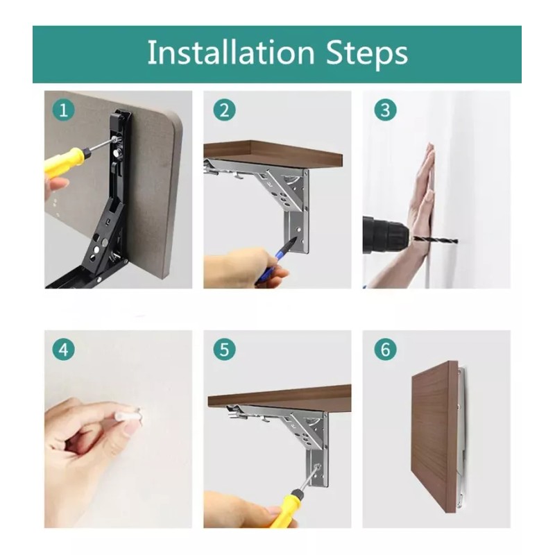 Acero Inoxidable Mensulas Soportes Para Repisas Plegable 4p