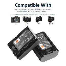 DSTE 2X NP-FZ100 + Rapid Dual Charger Compatible with Sony a6600, A7iv, Alpha 9, A9S, Alpha 9R, A9R, Alpha 9S A7iii, A7C, ZV-E1, FX3, FX30, A7R3, VG-C3EM Grip as NPA-MQZ1K BC-QZ1