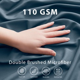 Empyrean Extra Deep Queen Fitted Sheet - Soft Microfiber 110 GSM, Deep Pocket, Corner Straps, Stone Blue