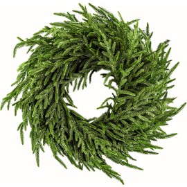 Edeesky Large Solid Green Door Wreath 25''All Weather Artificial Wreath sash for Front Door, Perfect Greenery for Indoor and Outdoor Wreaths