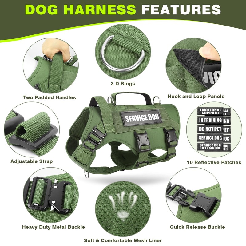 WINSEE Service Dog Vest Harness for Large Dog, Tactical Working