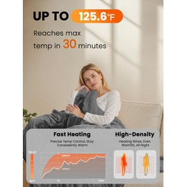 LEERUN Heated Blanket Electric Throw, Ultra‑Cozy Premium Flannel & Sherpa, Fast Even Heat Distribution & Stable Temp, 1–8H Auto‑Off, 8 Temps (86–125.6°F), Overheat Protection, Ideal Gifts for Grandma