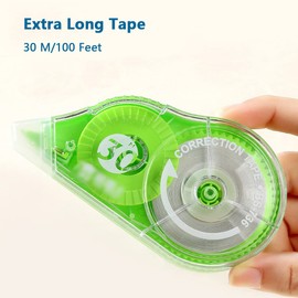 Correction Tape, White Color Inner Core, Instant Corrections, Easy to Use, 100 Feet Long, 0.2 inches Wide, Pack of 4, Random Color Shell
